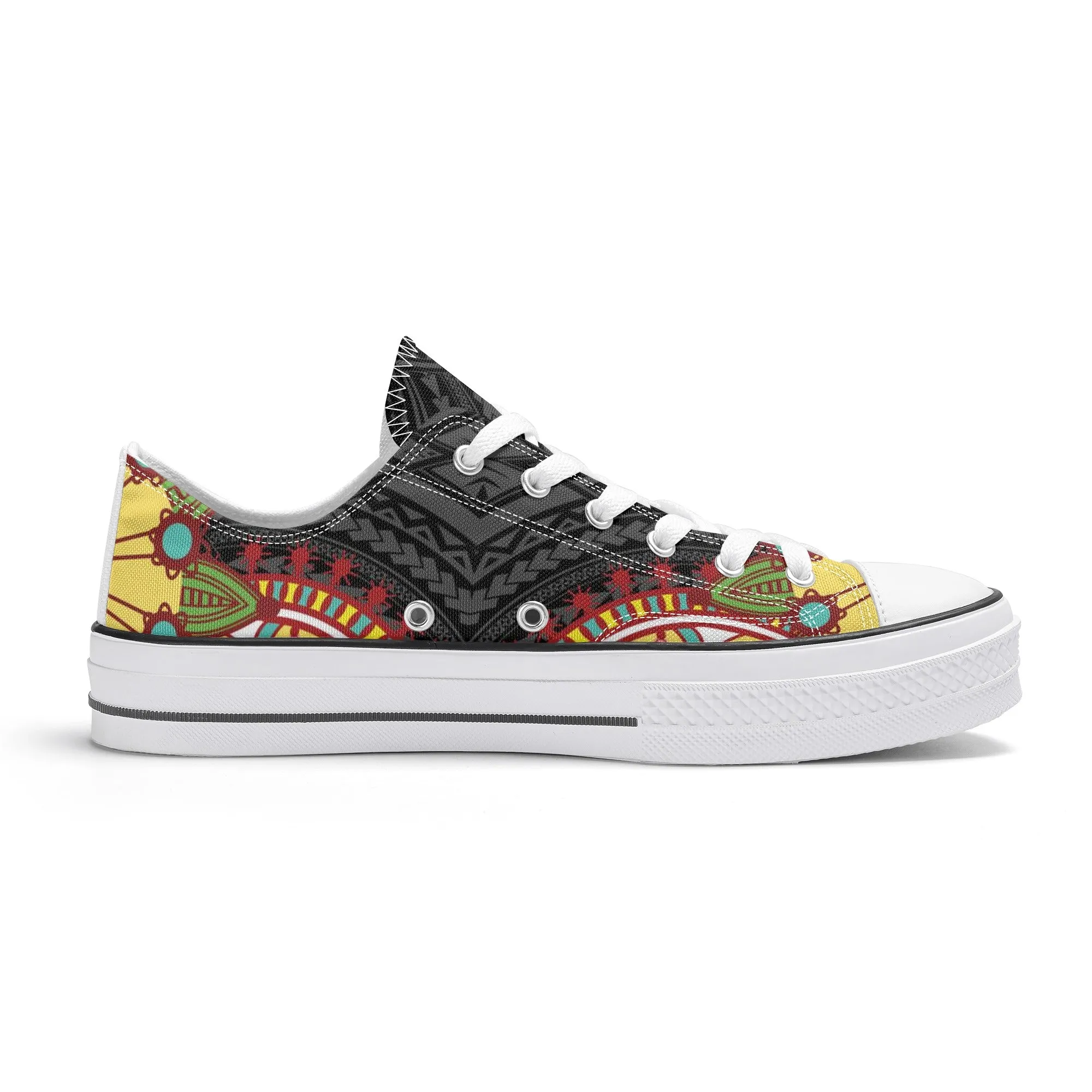 Black Abstract Design Pattern - Womens Classic Low Top Canvas Shoes for Footwear Lovers