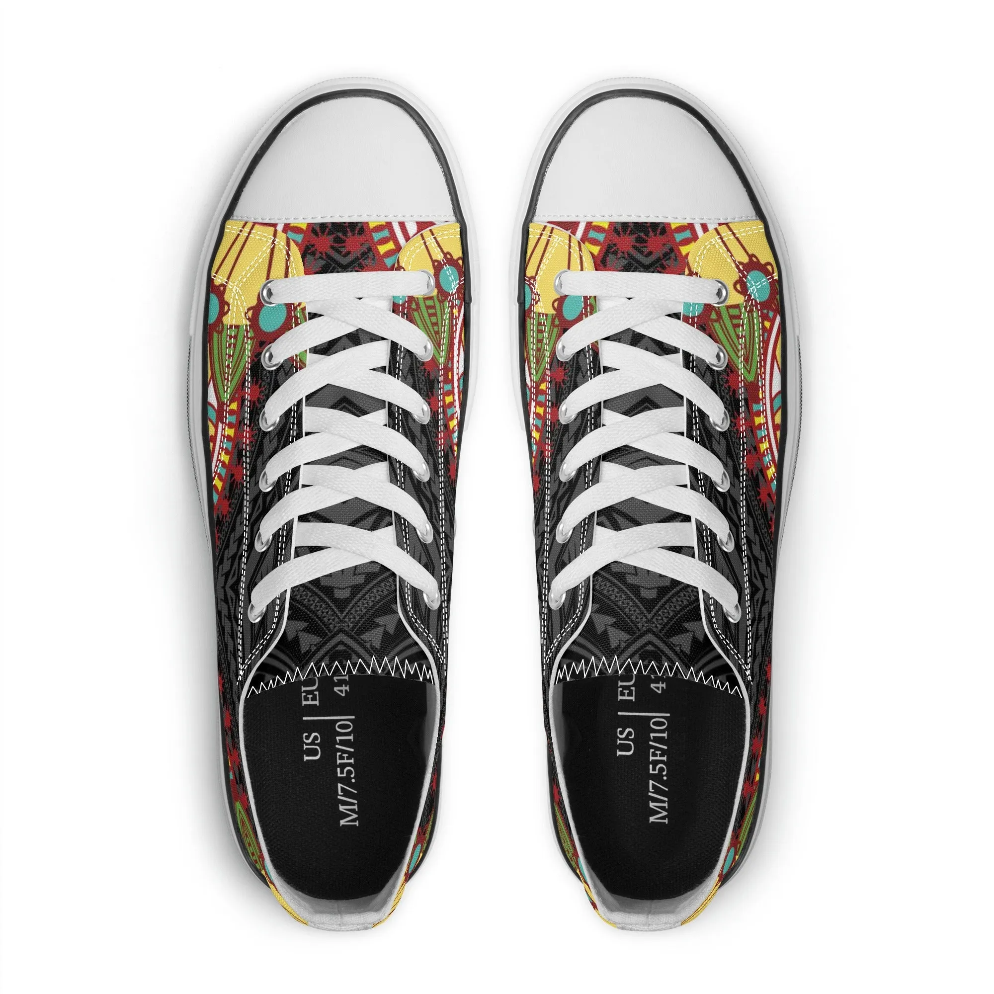 Black Abstract Design Pattern - Womens Classic Low Top Canvas Shoes for Footwear Lovers