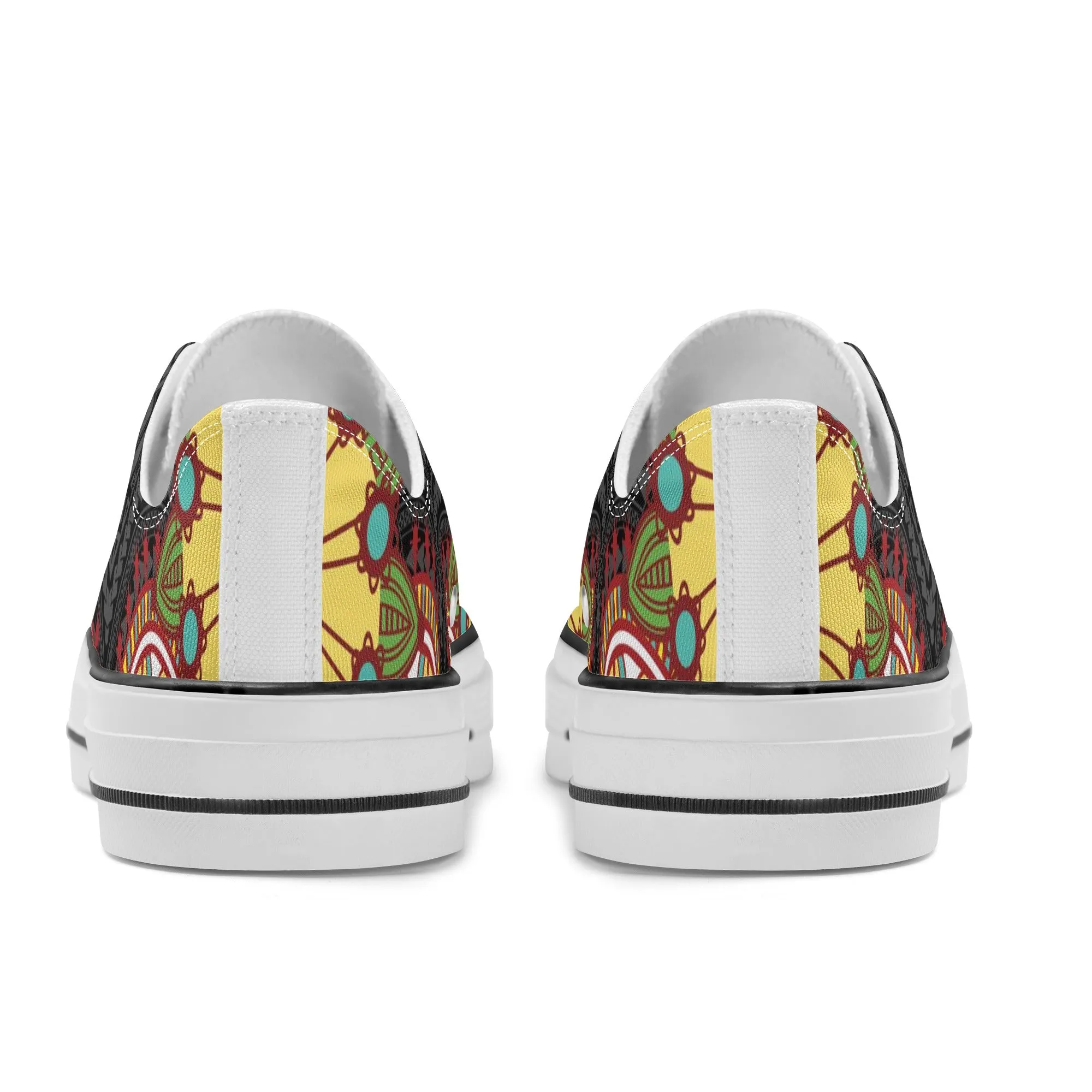 Black Abstract Design Pattern - Womens Classic Low Top Canvas Shoes for Footwear Lovers