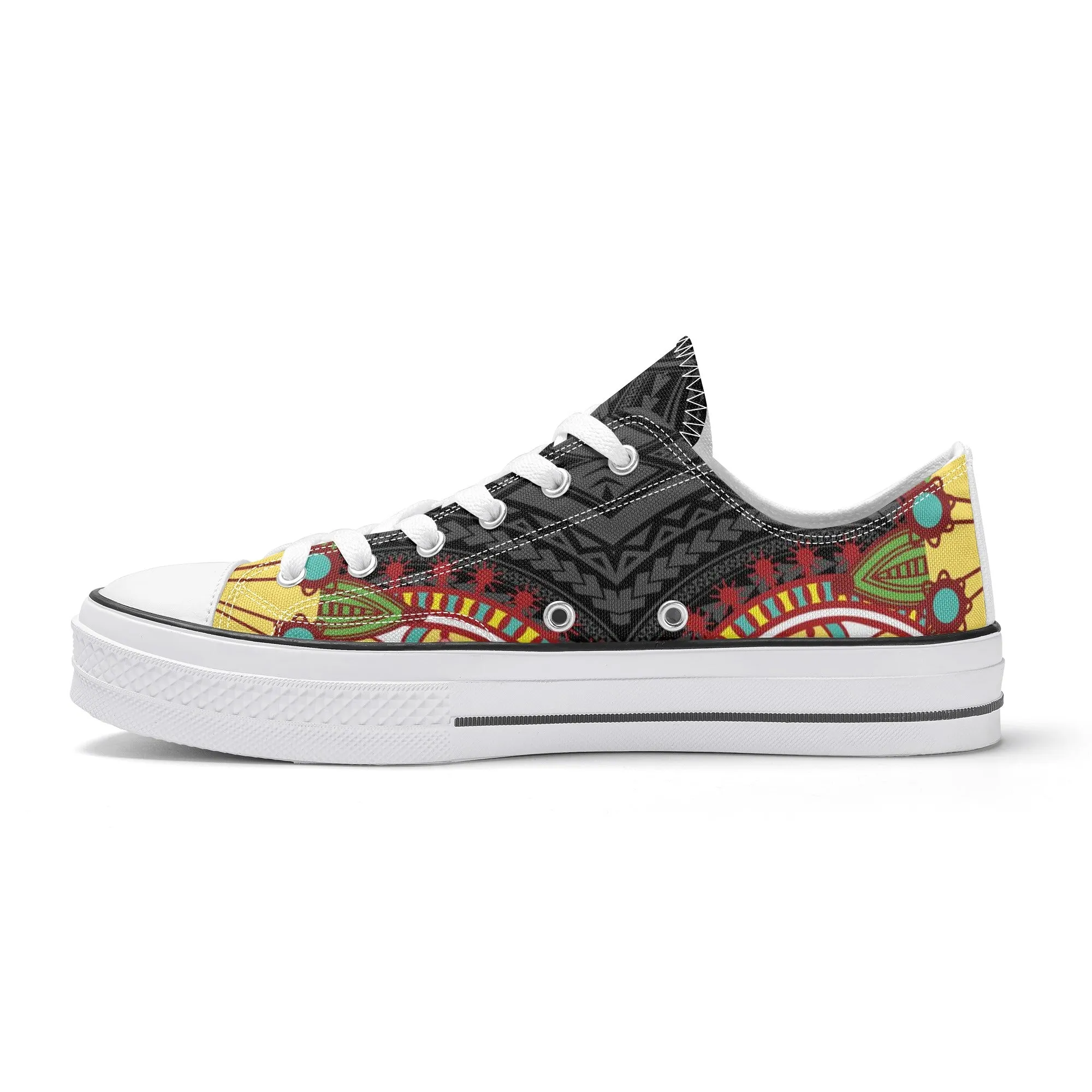 Black Abstract Design Pattern - Womens Classic Low Top Canvas Shoes for Footwear Lovers