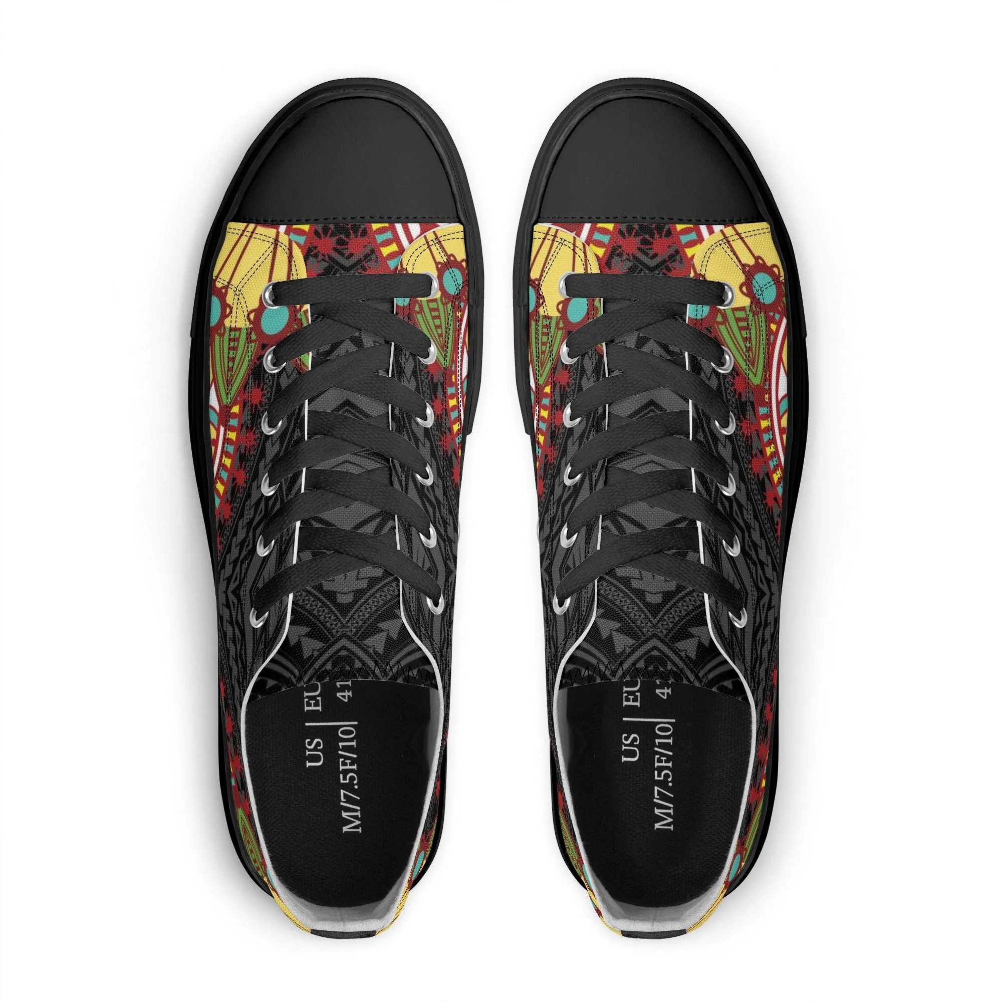 Black Abstract Design Pattern - Womens Classic Low Top Canvas Shoes for Footwear Lovers