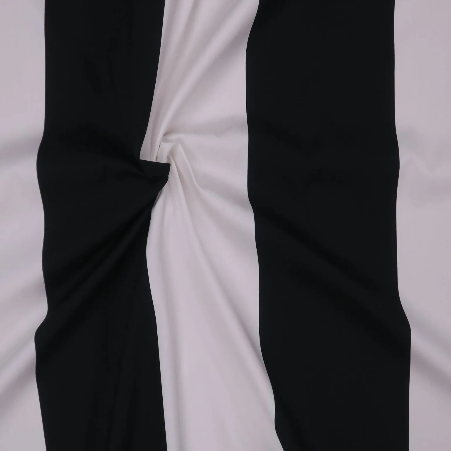 Black and White Stripe Printed Polyester Mikado Fabric