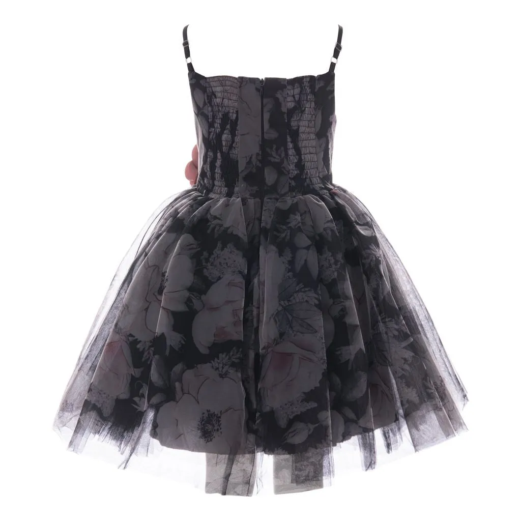 Black Montebello Rose Bud Dress