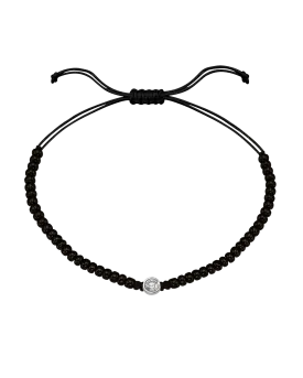 Black Onyx String Of Love - 14K White Gold