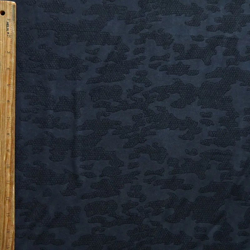 Black Textured Camo on Black Nylon Spandex Swimsuit Fabric