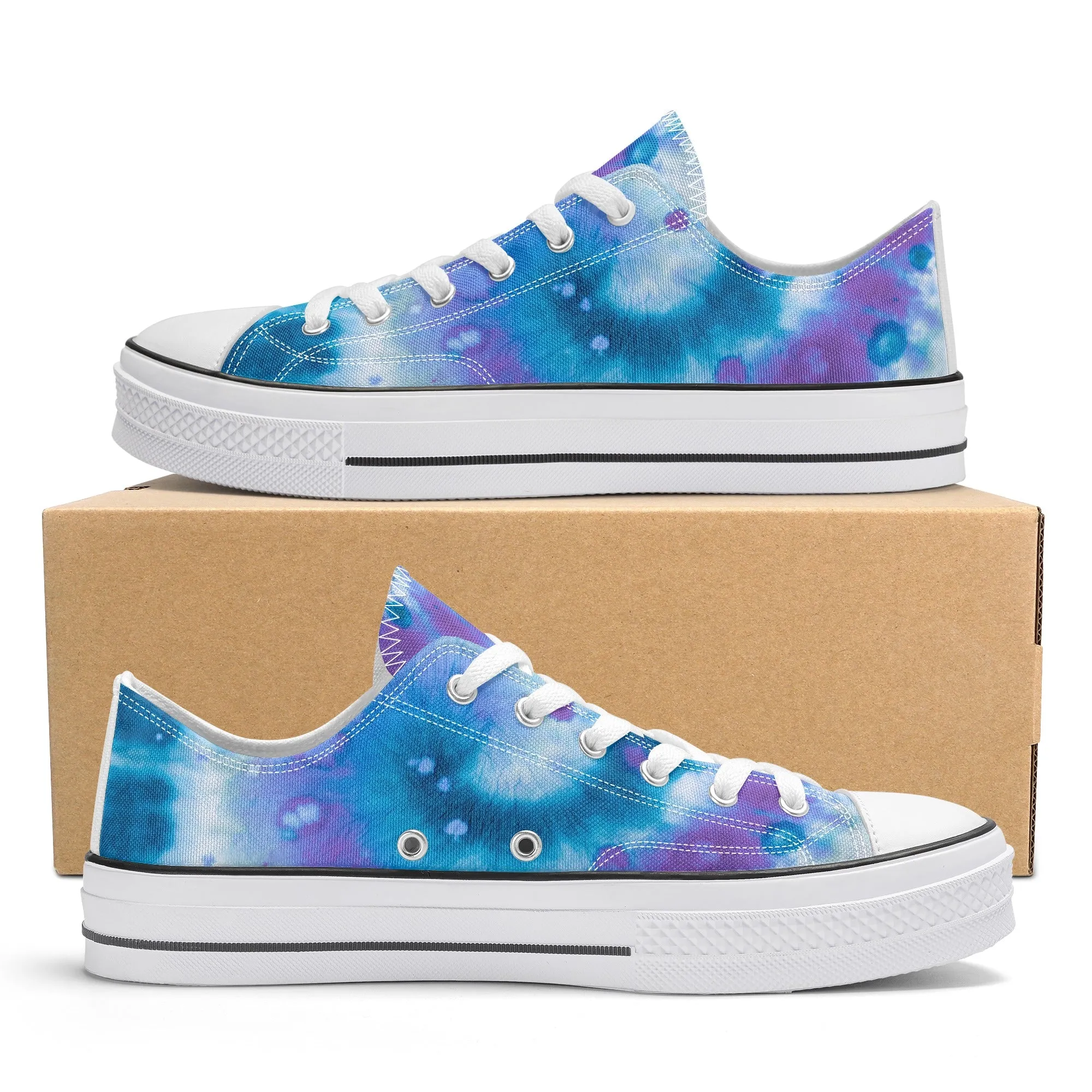 Blue Tie Dye Pattern - Womens Classic Low Top Canvas Shoes for Footwear Lovers