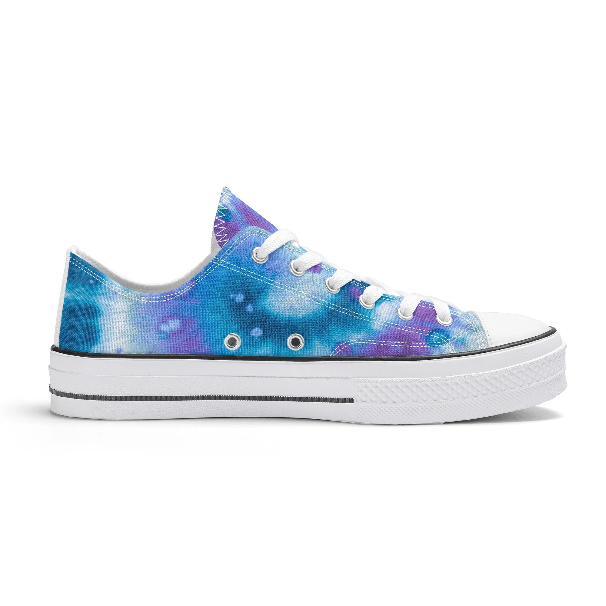 Blue Tie Dye Pattern - Womens Classic Low Top Canvas Shoes for Footwear Lovers