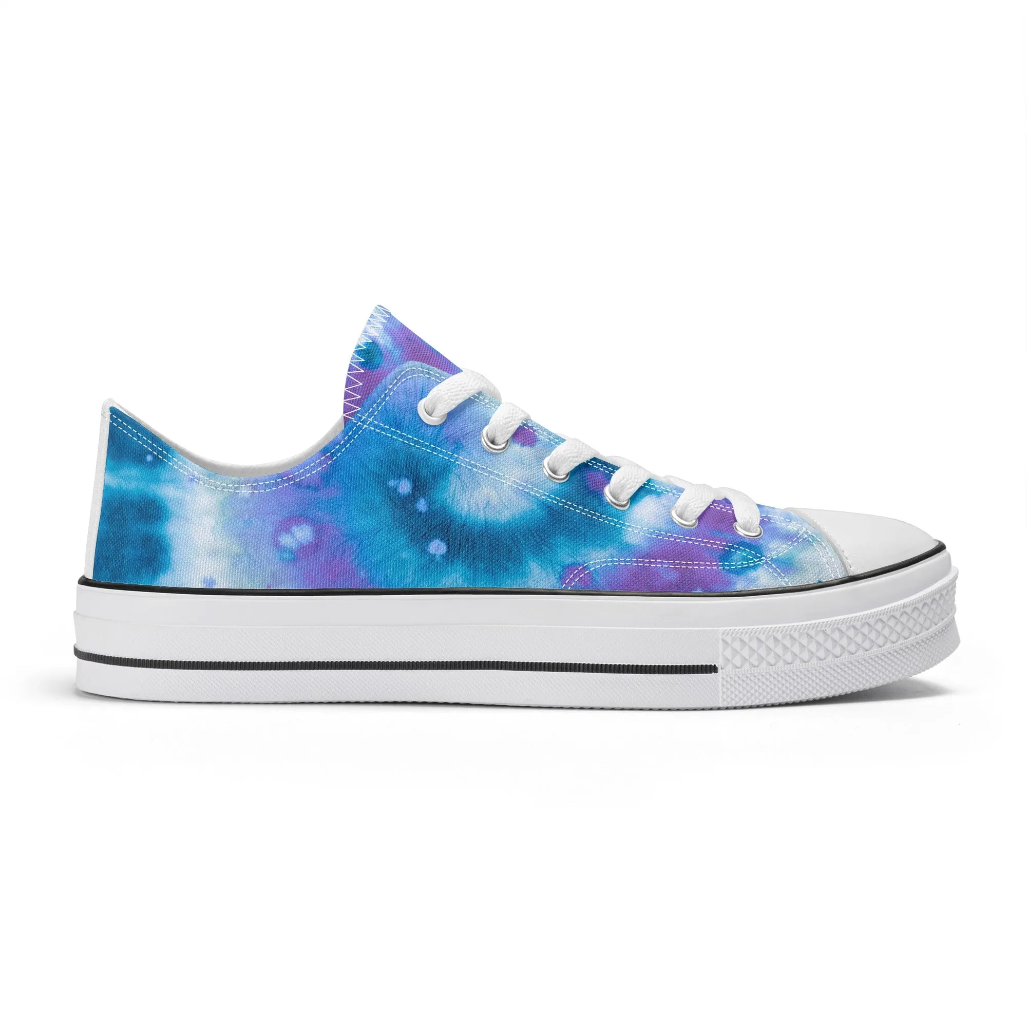 Blue Tie Dye Pattern - Womens Classic Low Top Canvas Shoes for Footwear Lovers