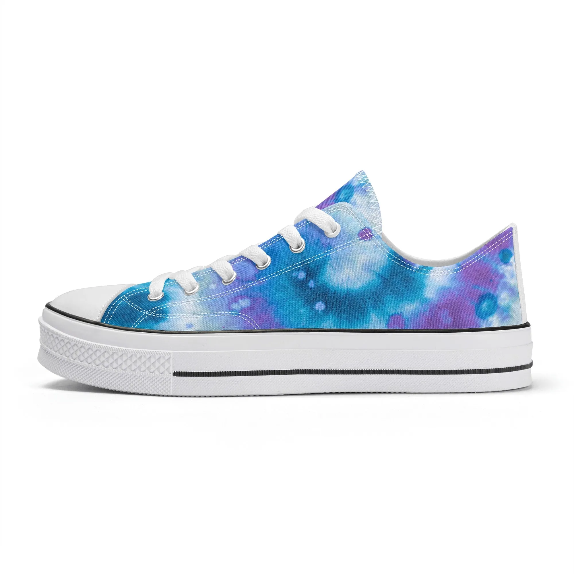 Blue Tie Dye Pattern - Womens Classic Low Top Canvas Shoes for Footwear Lovers