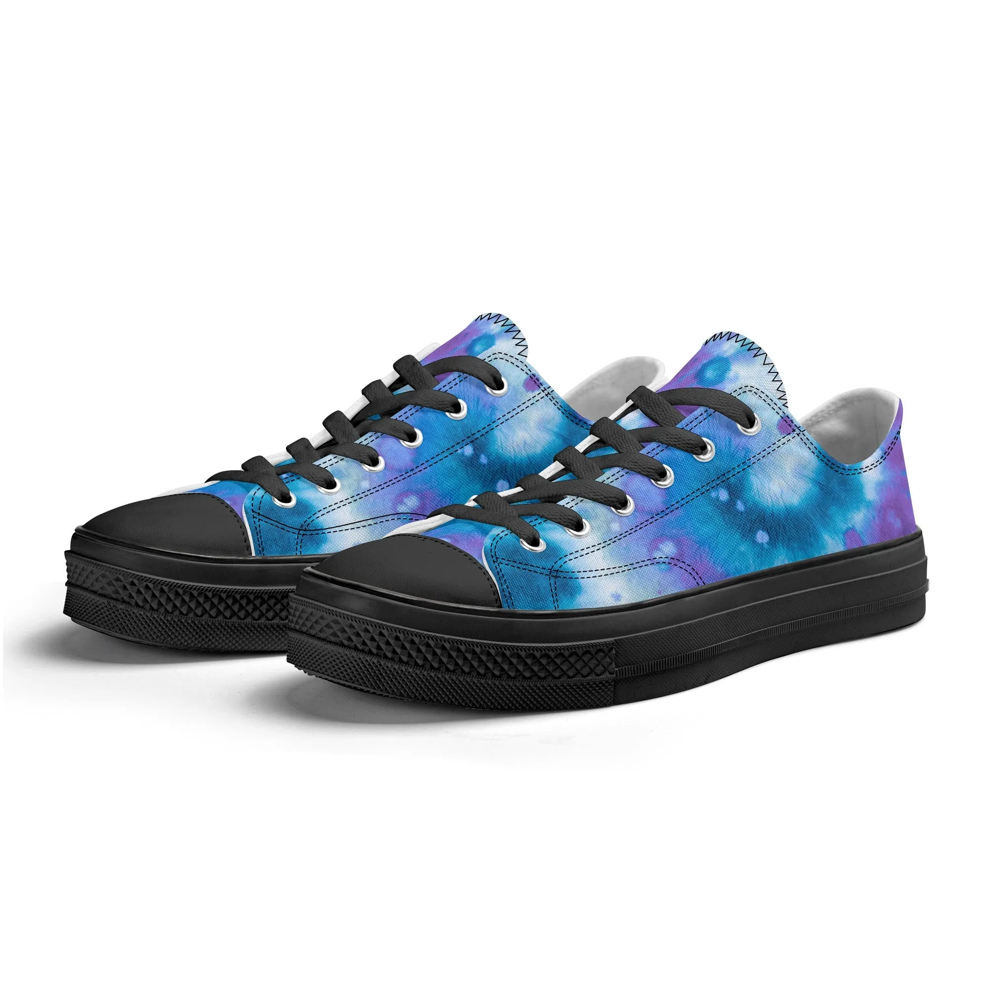 Blue Tie Dye Pattern - Womens Classic Low Top Canvas Shoes for Footwear Lovers