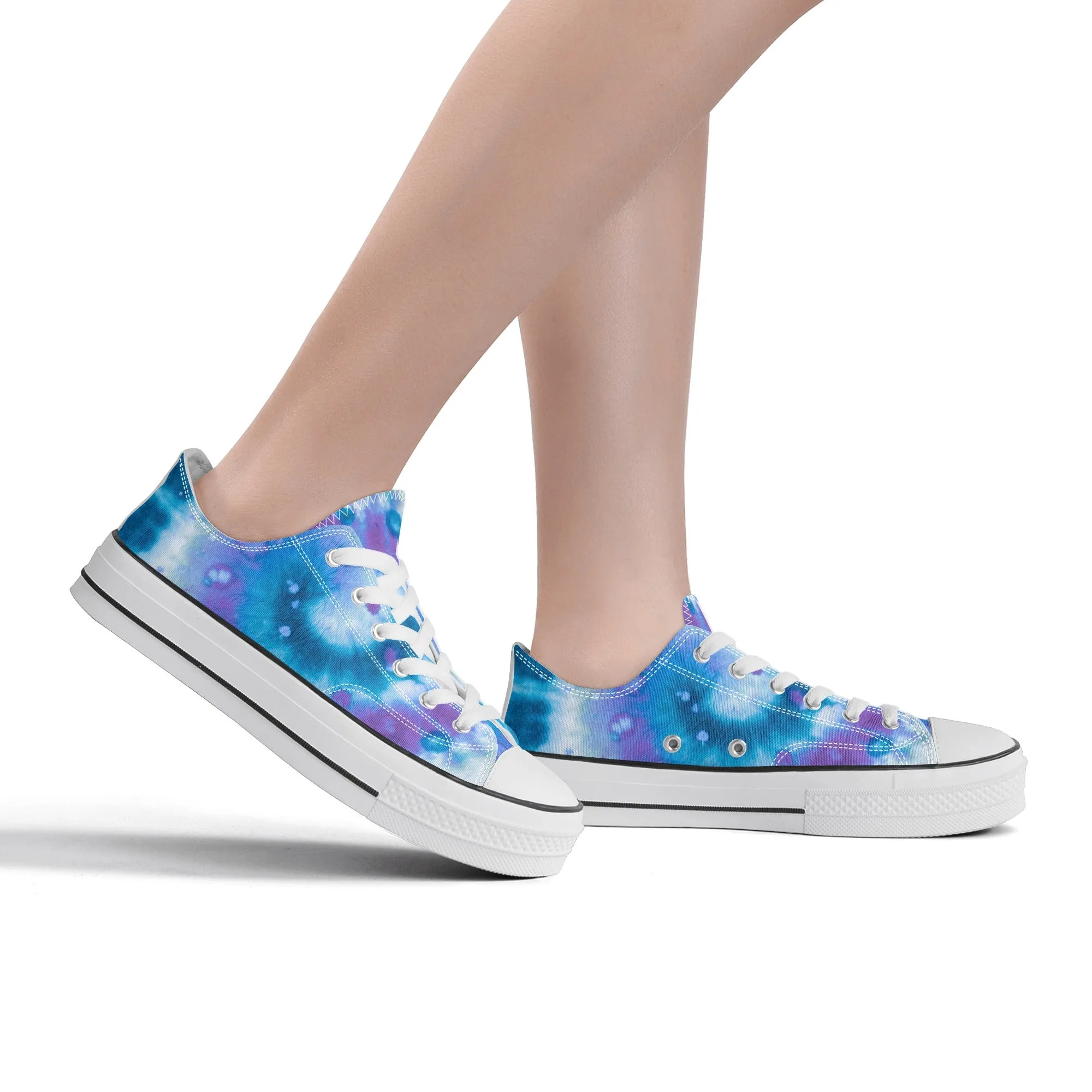 Blue Tie Dye Pattern - Womens Classic Low Top Canvas Shoes for Footwear Lovers