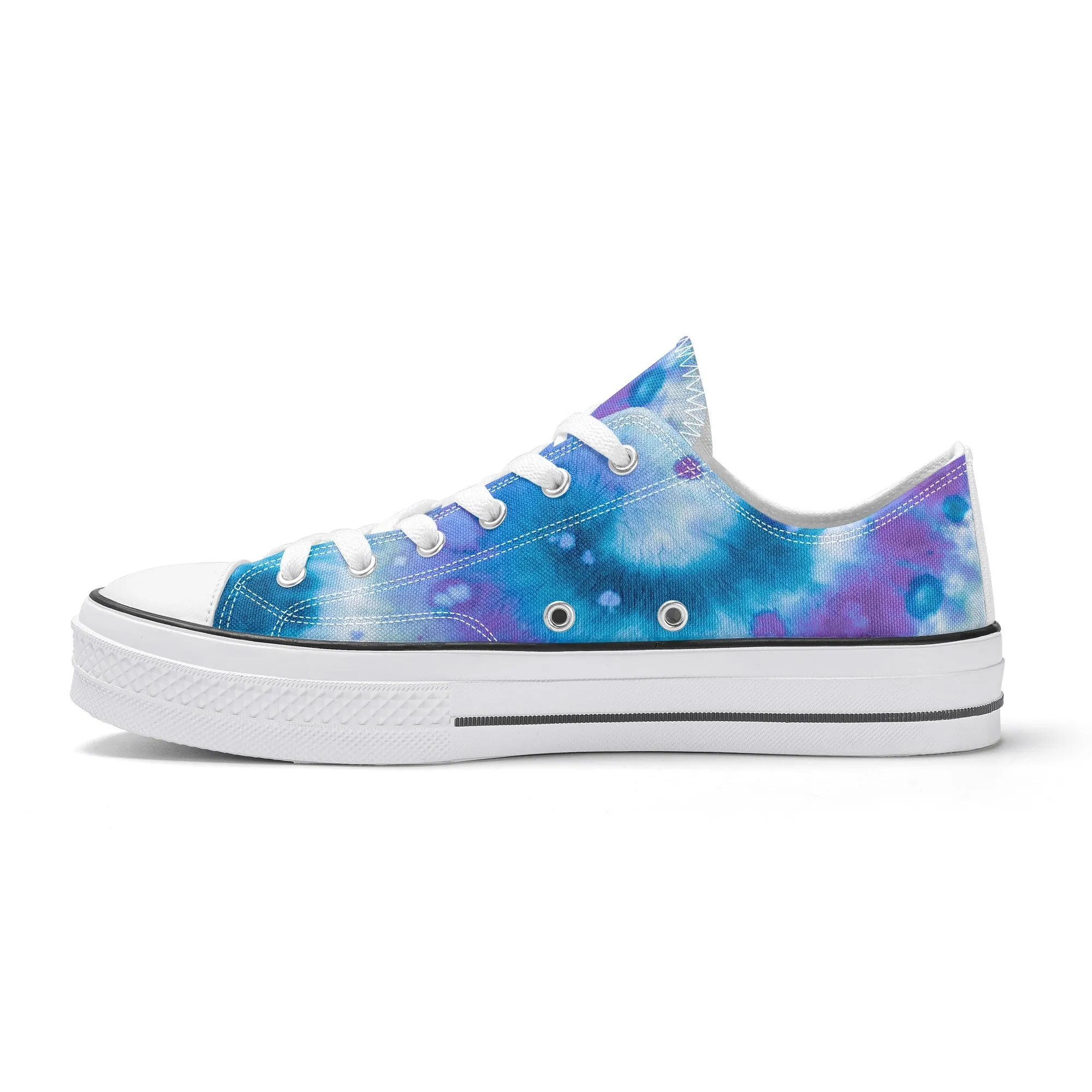 Blue Tie Dye Pattern - Womens Classic Low Top Canvas Shoes for Footwear Lovers