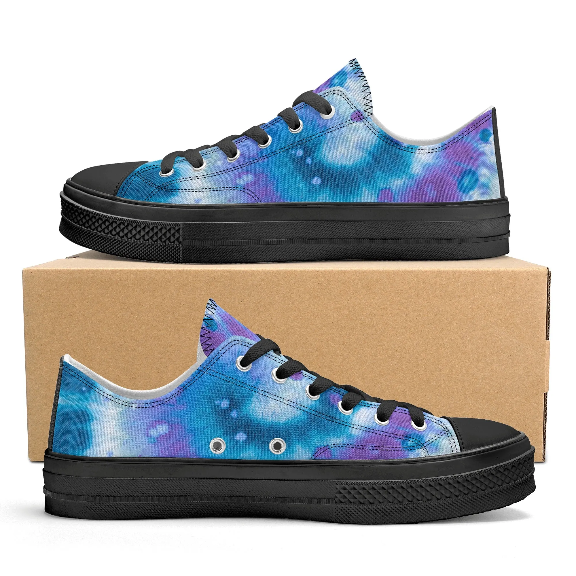 Blue Tie Dye Pattern - Womens Classic Low Top Canvas Shoes for Footwear Lovers