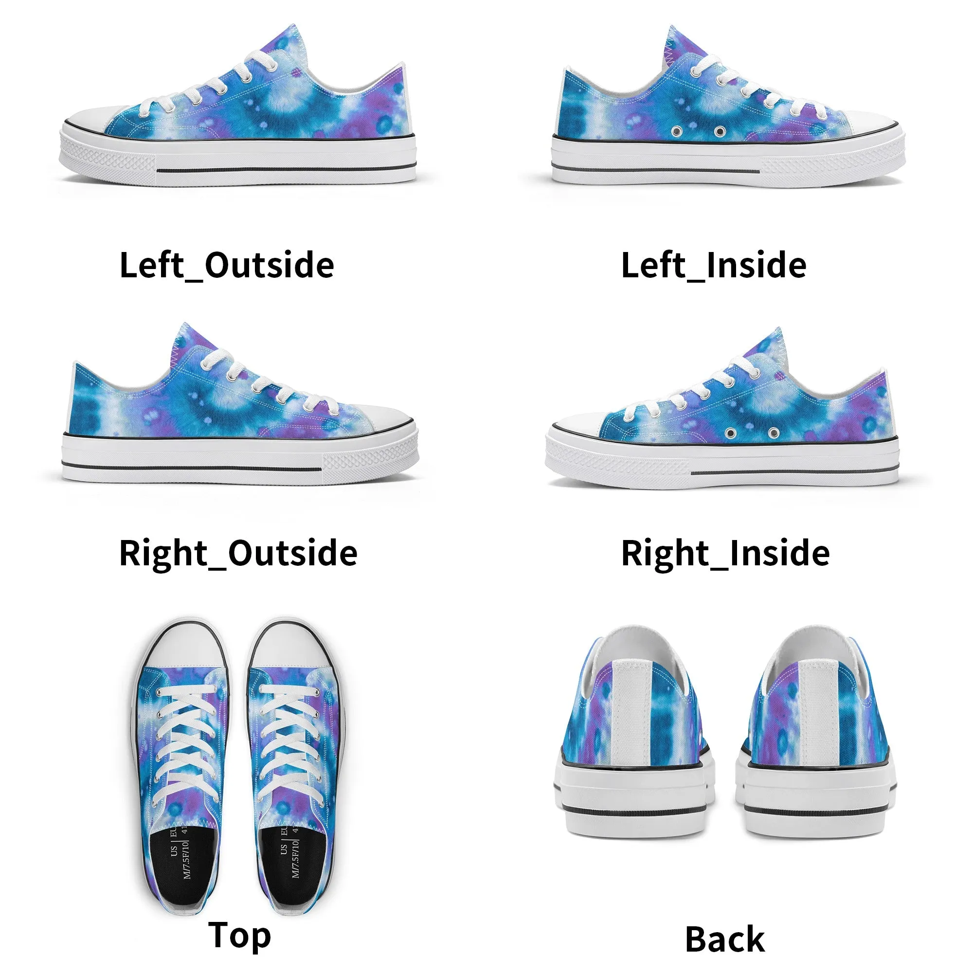 Blue Tie Dye Pattern - Womens Classic Low Top Canvas Shoes for Footwear Lovers
