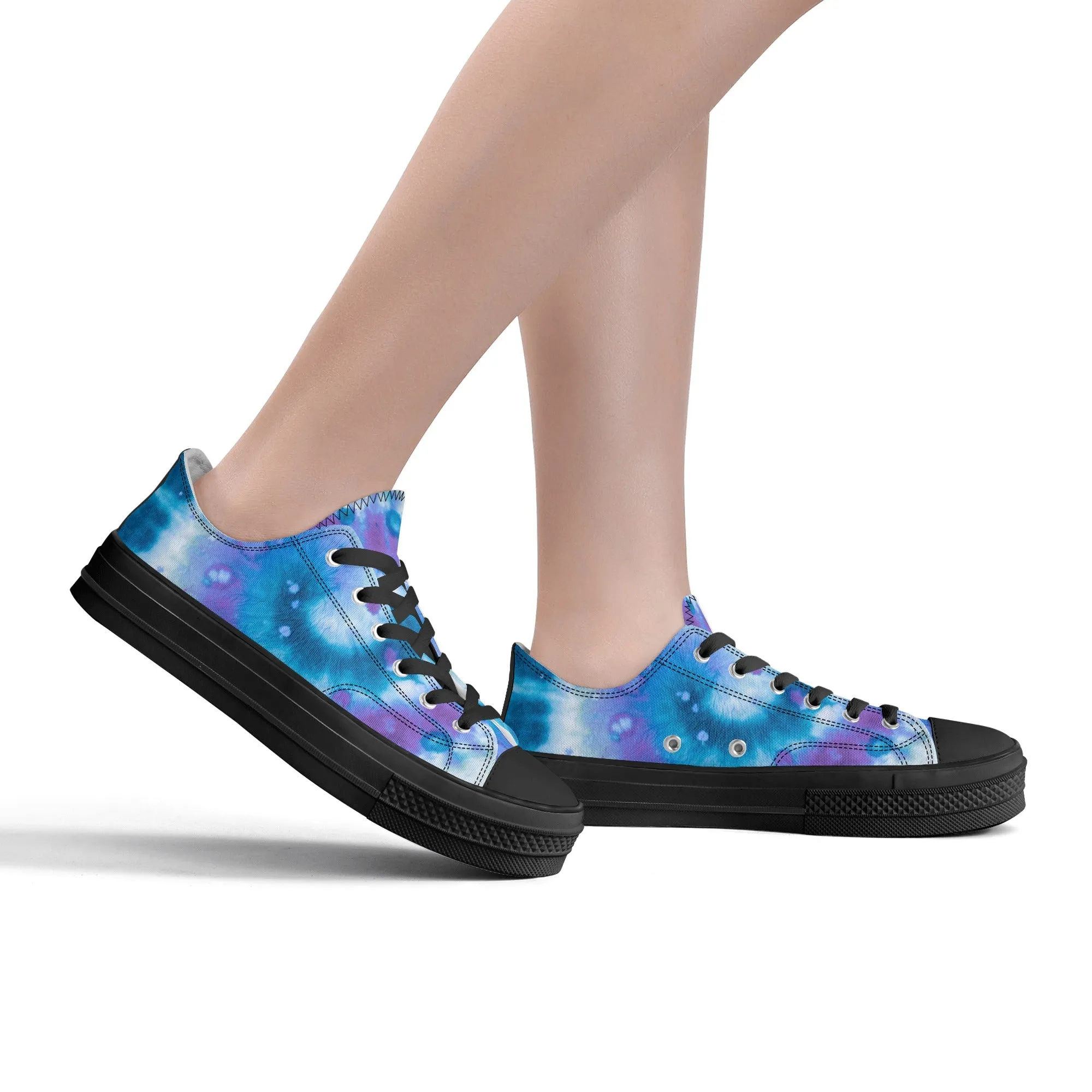 Blue Tie Dye Pattern - Womens Classic Low Top Canvas Shoes for Footwear Lovers