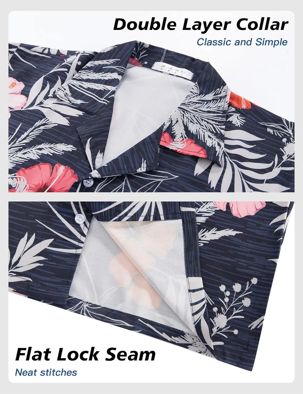 BOJIN Men's Hawaiian Shirts Short Sleeve Button Down Casual Shirts Summer Printed Tropical Floral Aloha Beach Shirts