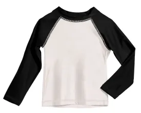 Boys UPF 50  Color Block Solid Long Sleeve Rashguard | White with Black