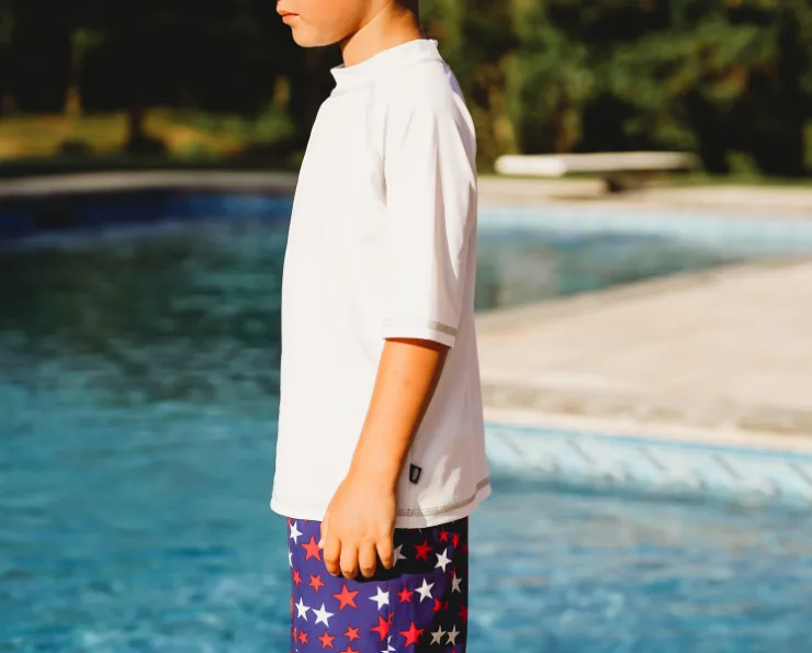 Boys UPF 50  Short Sleeve Rashguard | White