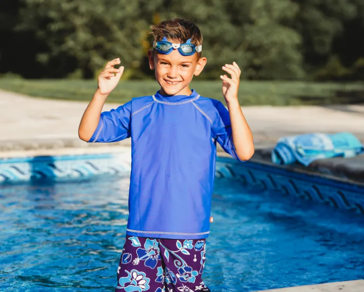 Boys UPF 50  Short Sleeve Rashguard | White