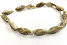 Brown White Marble Look Uneven Eye Plastic Beads