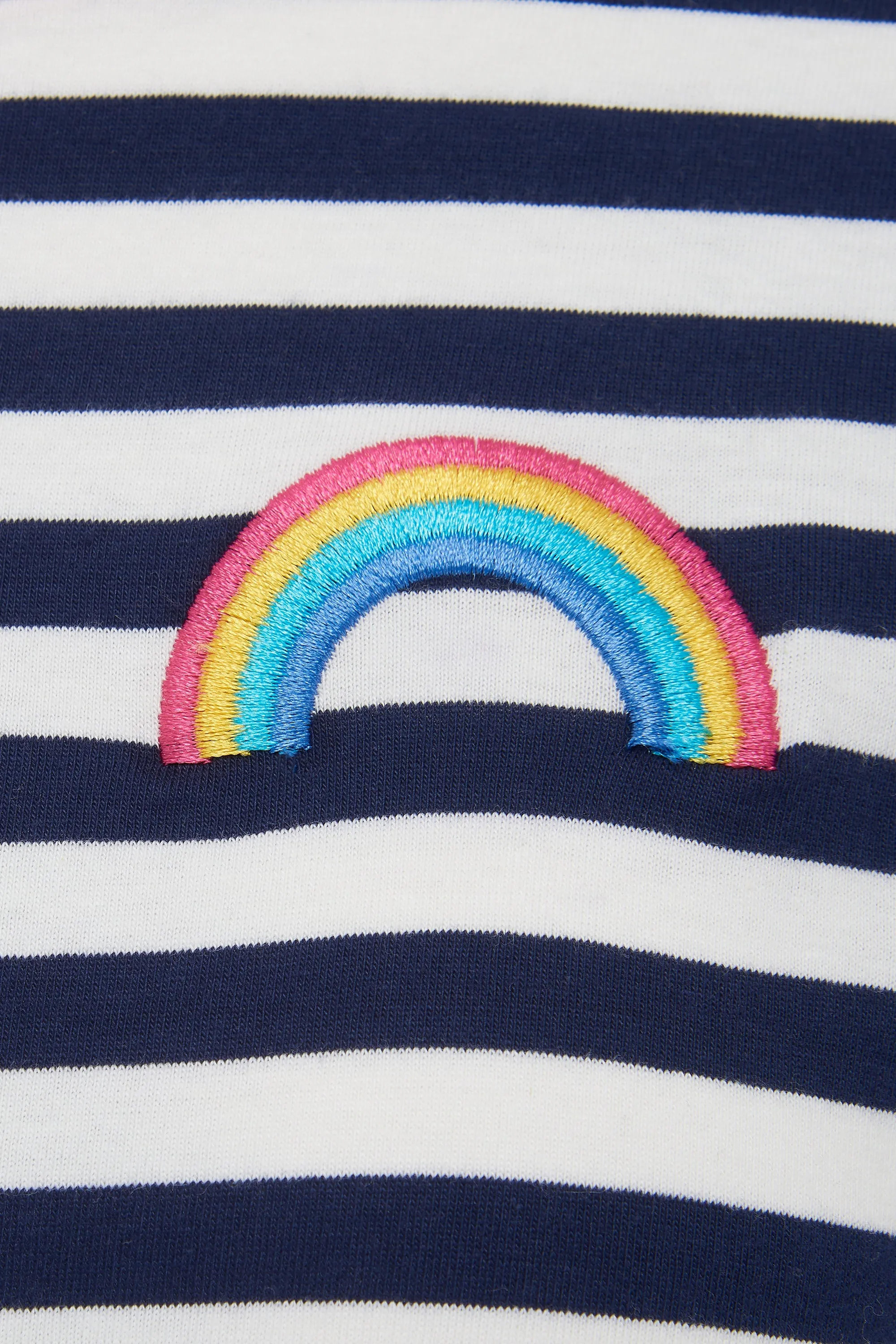 Brunswick Jersey Top - Off-white/Navy, Pink Rainbow