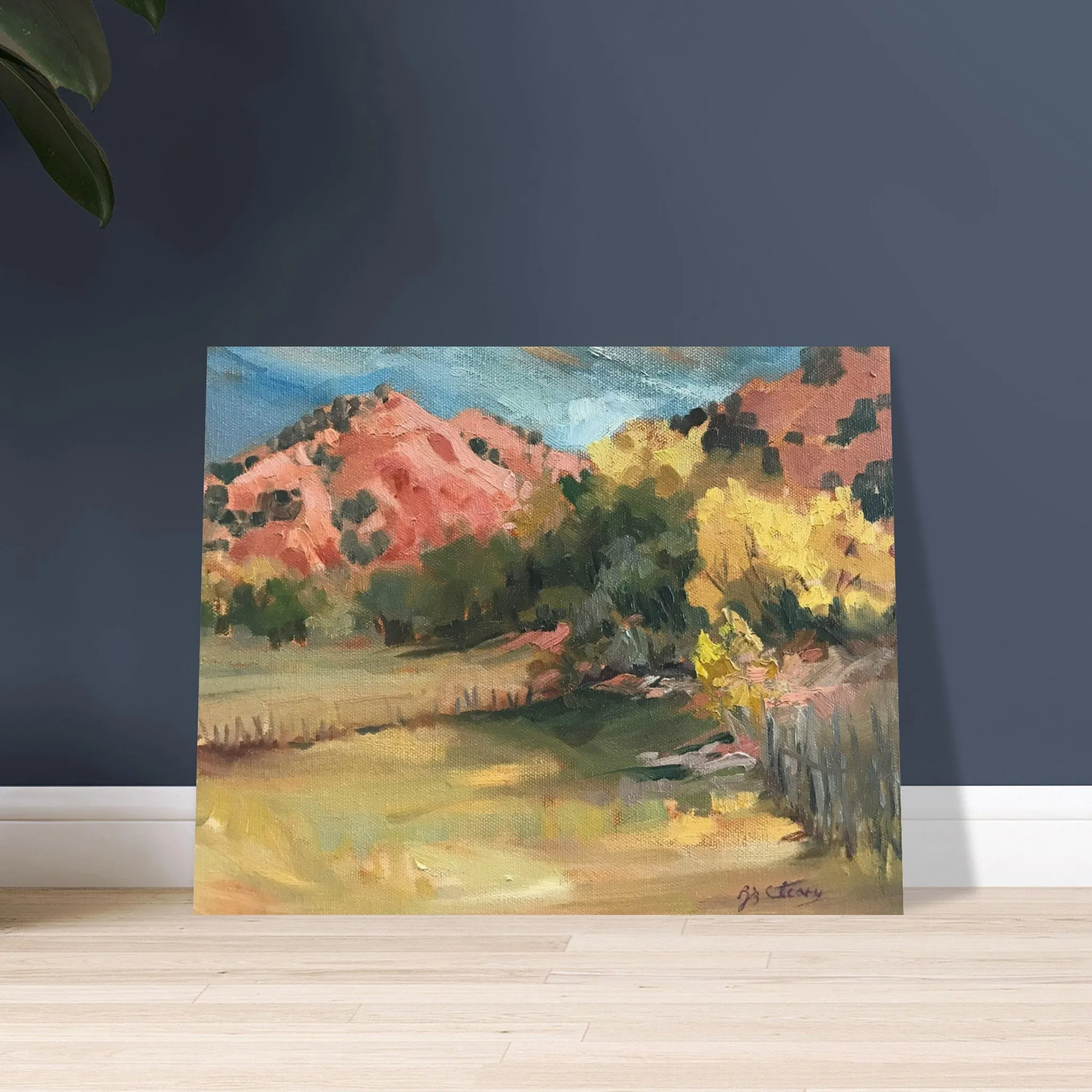 'Chimayo Pastures: Tranquil Southwest' Landscape I 16x20 Museum-Quality Matte Paper Poster | Original Artwork by American Artist Barbara Cleary
