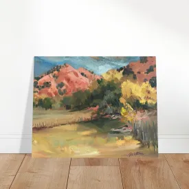 'Chimayo Pastures: Tranquil Southwest' Landscape I 16x20 Museum-Quality Matte Paper Poster | Original Artwork by American Artist Barbara Cleary