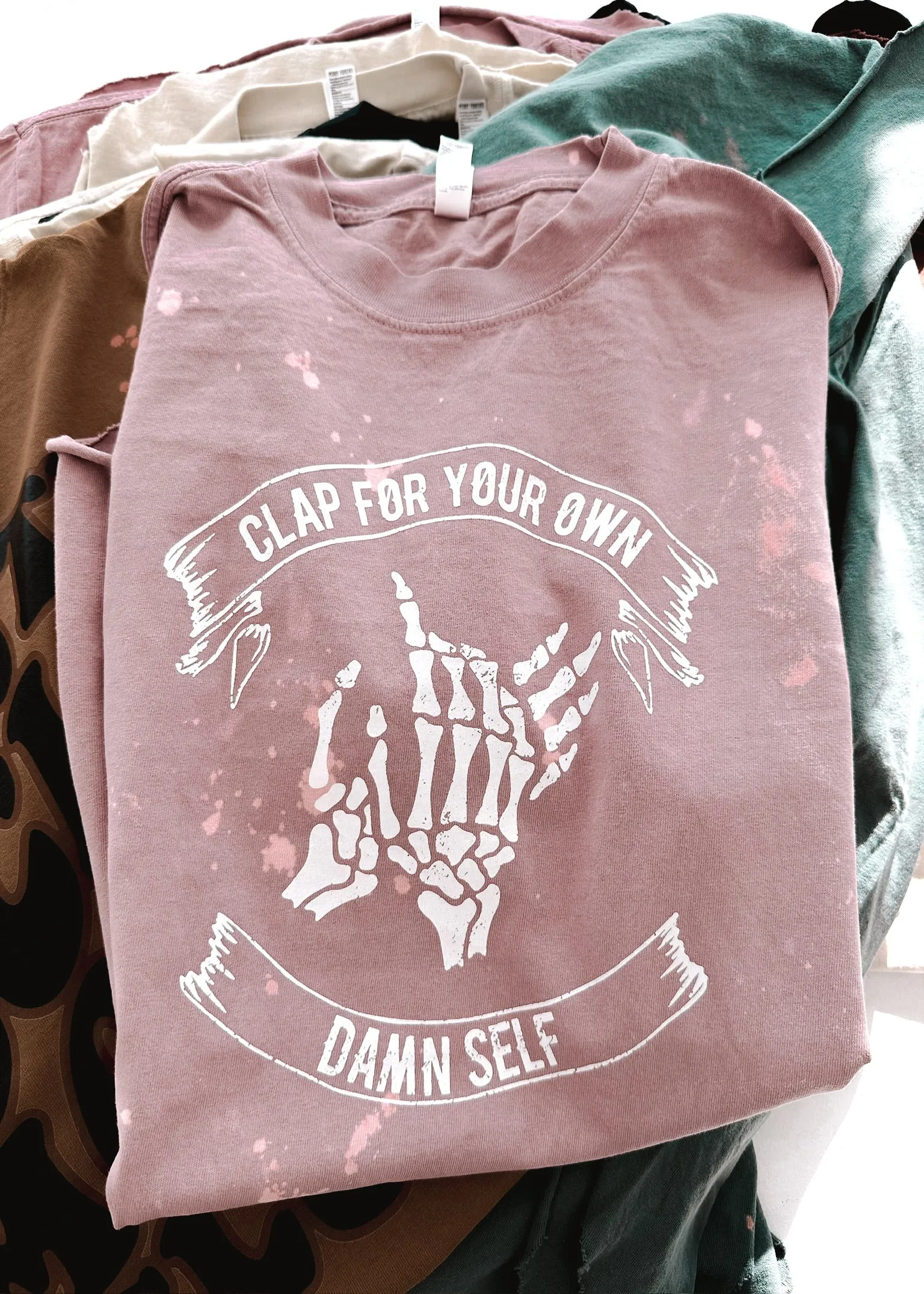 CLAP FOR YOUR OWN DAMN SELF BLEACHED OUT SIDE SLIT TEE