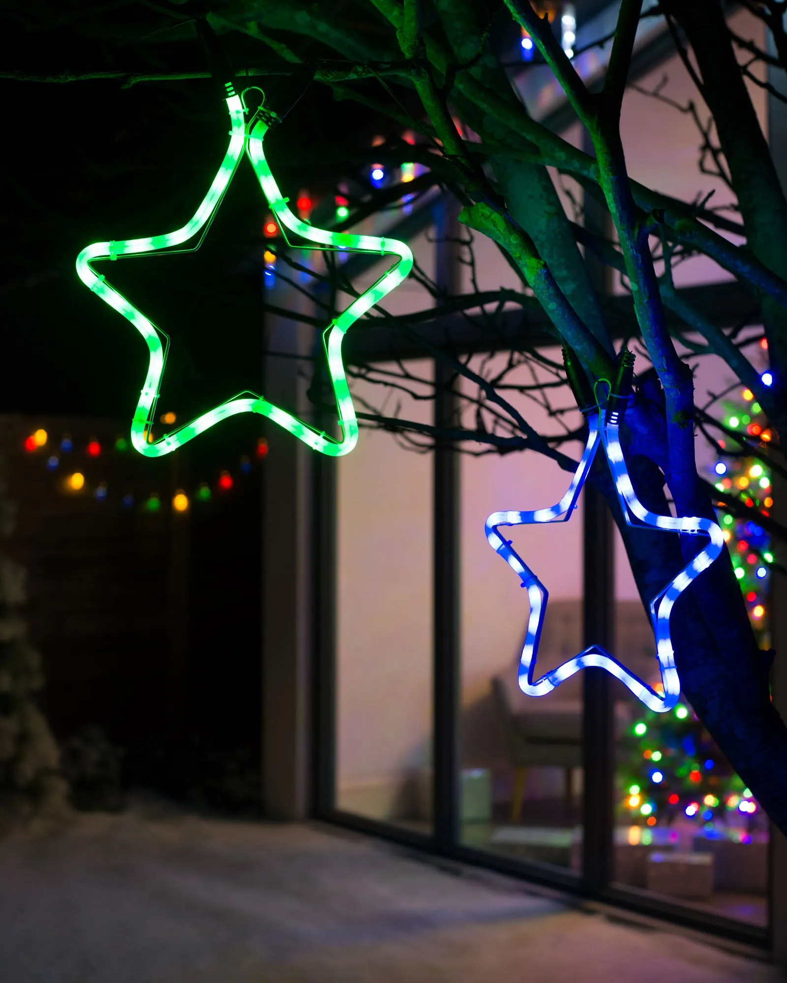 Connectable Star Rope Light Silhouette, Blue, 32 cm