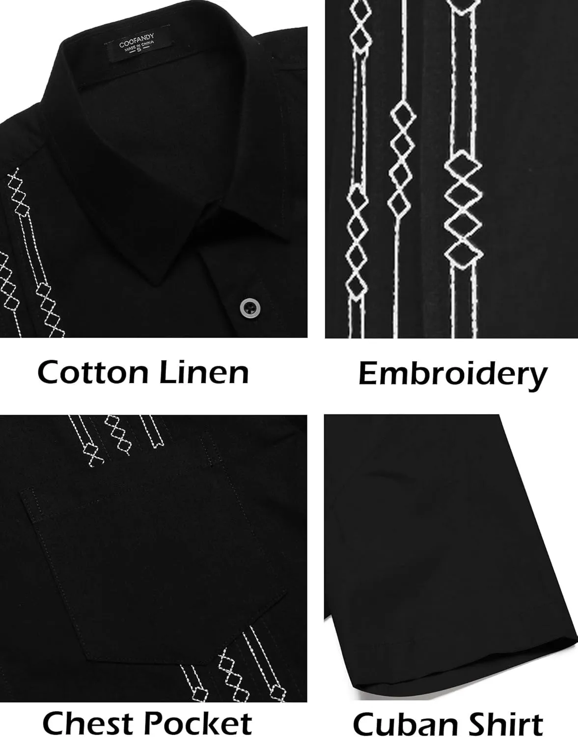 COOFANDY Mens Cuban Guayabera Shirt Short Sleeve Linen Button Down Shirts Casual Summer Beach Tops