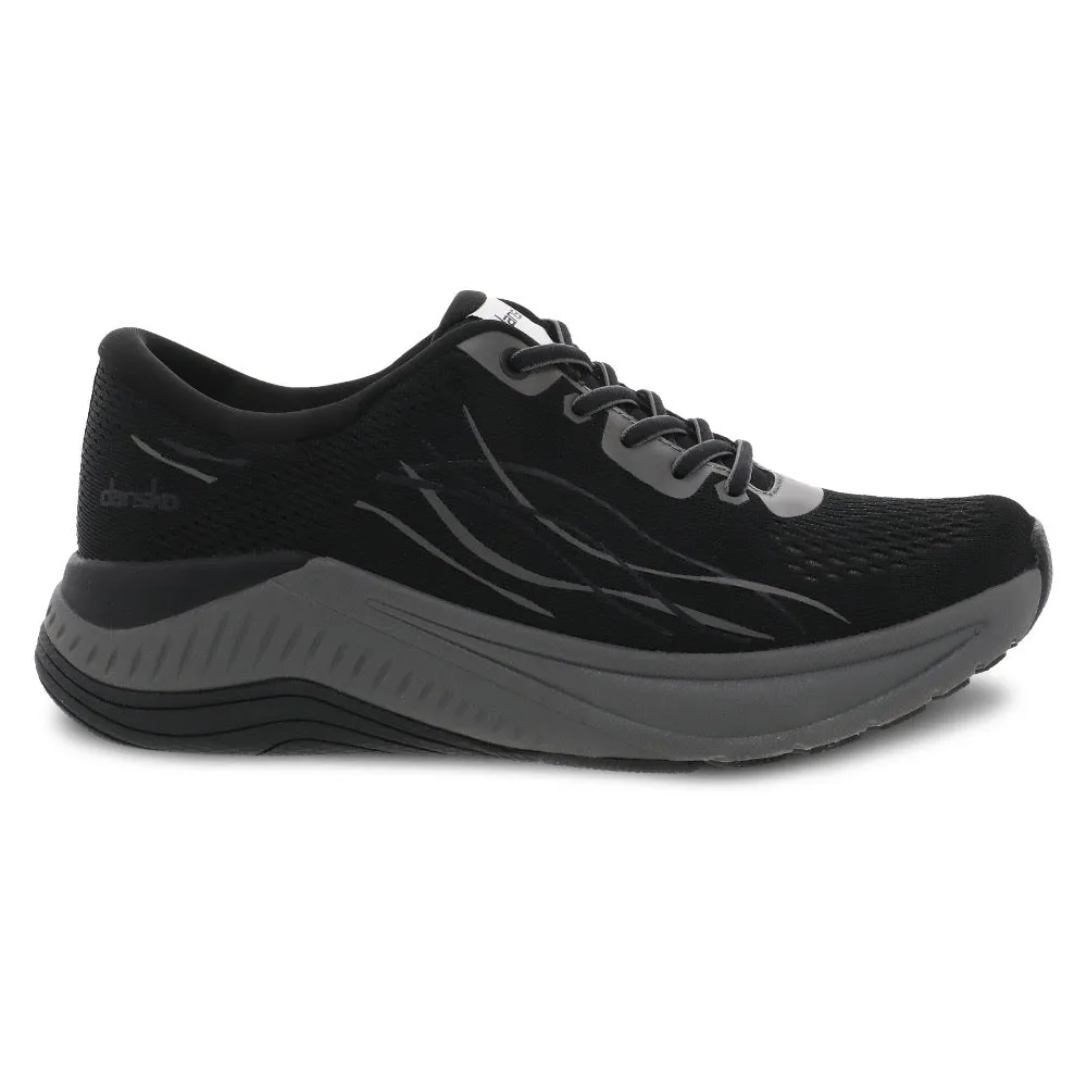 Dansko Womens Pace Wide Walking Shoes, Black/Grey Mesh