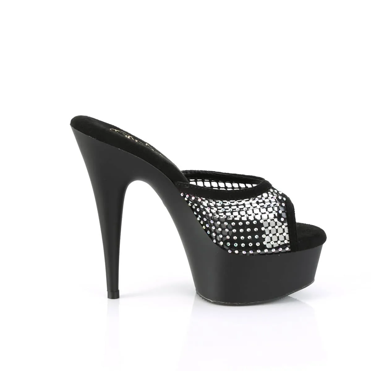 DELIGHT-601-6RM Black Slide High Heel