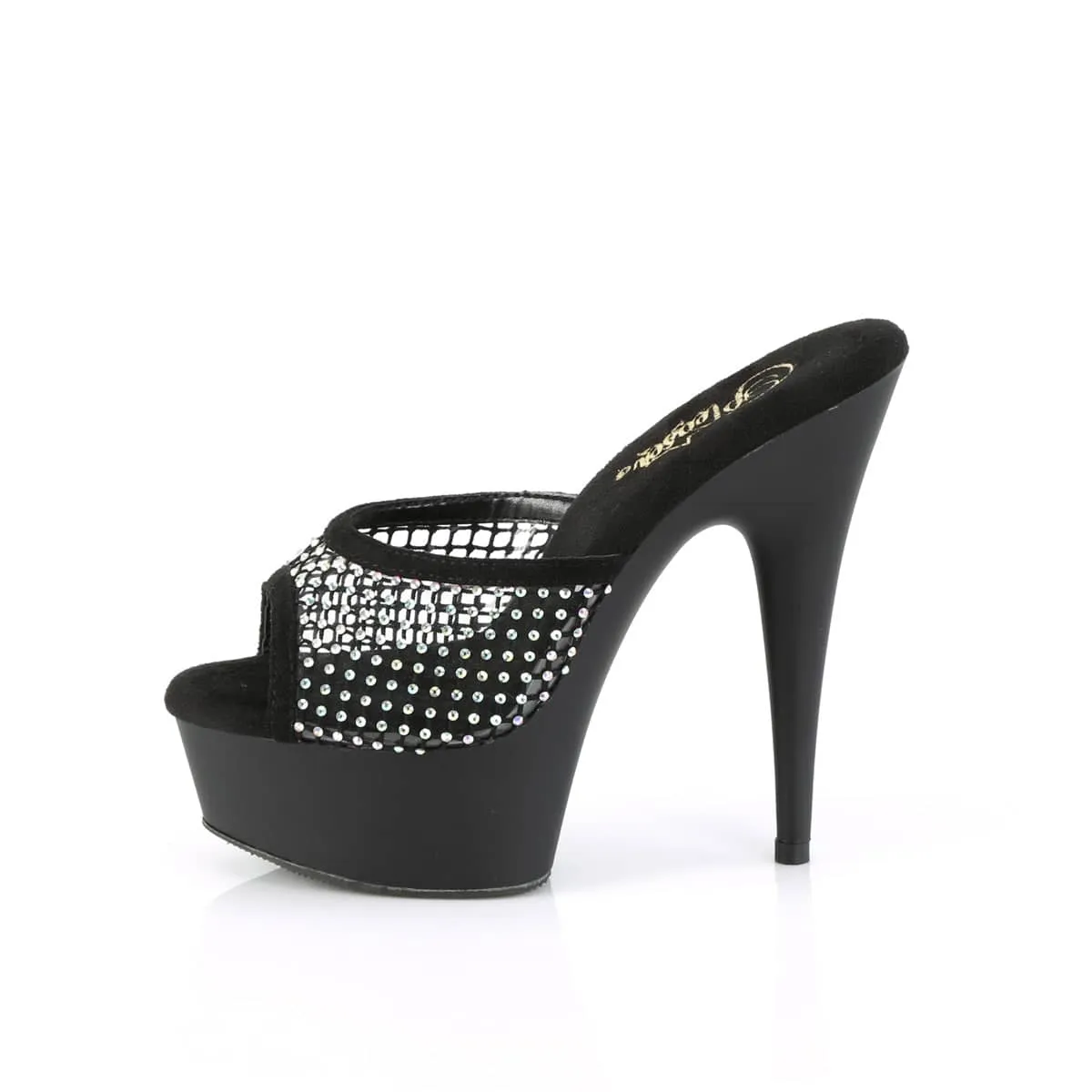 DELIGHT-601-6RM Black Slide High Heel