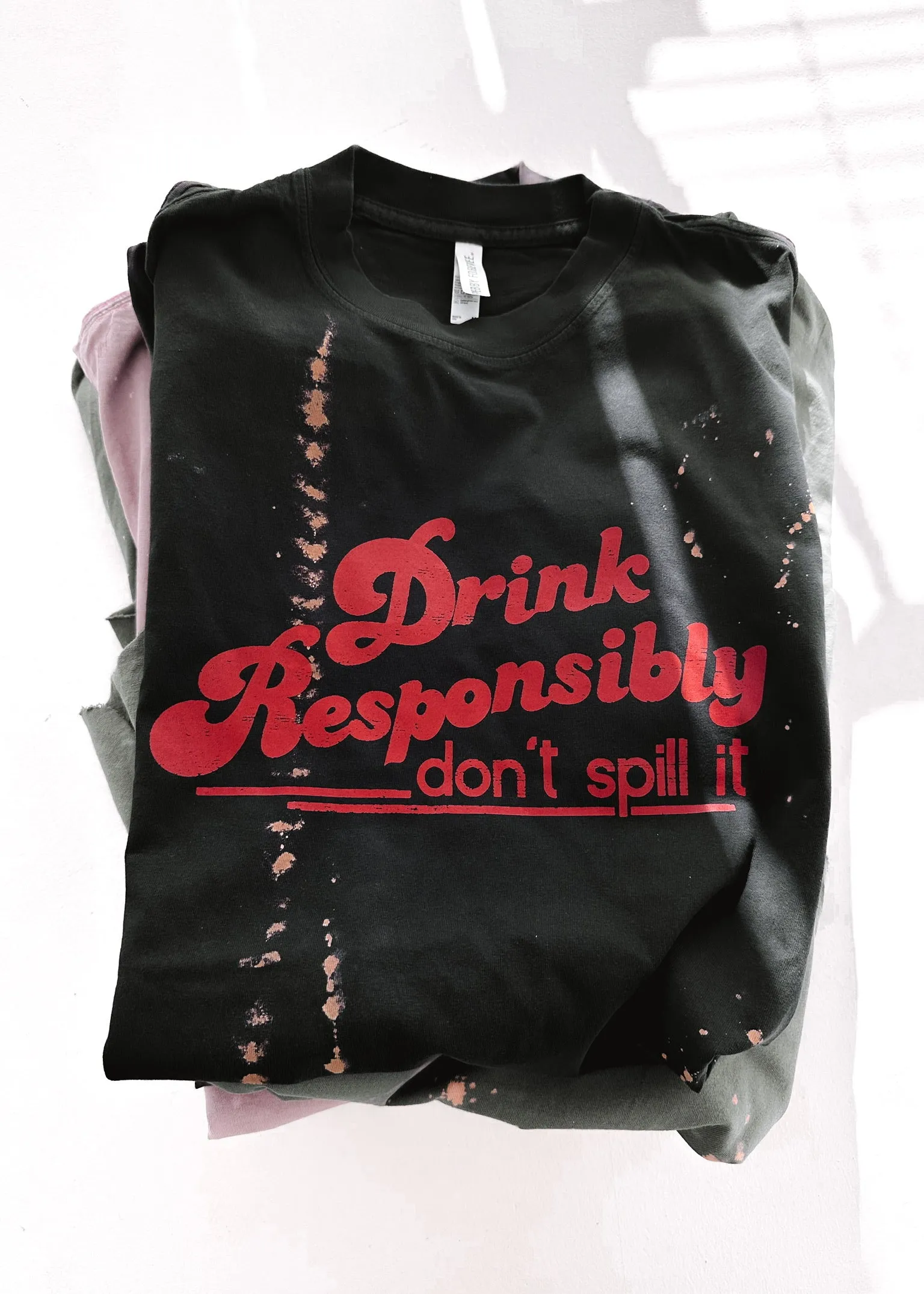 DRINK RESPONSIBLY BLEACHED OUT SIDE SLIT TEE