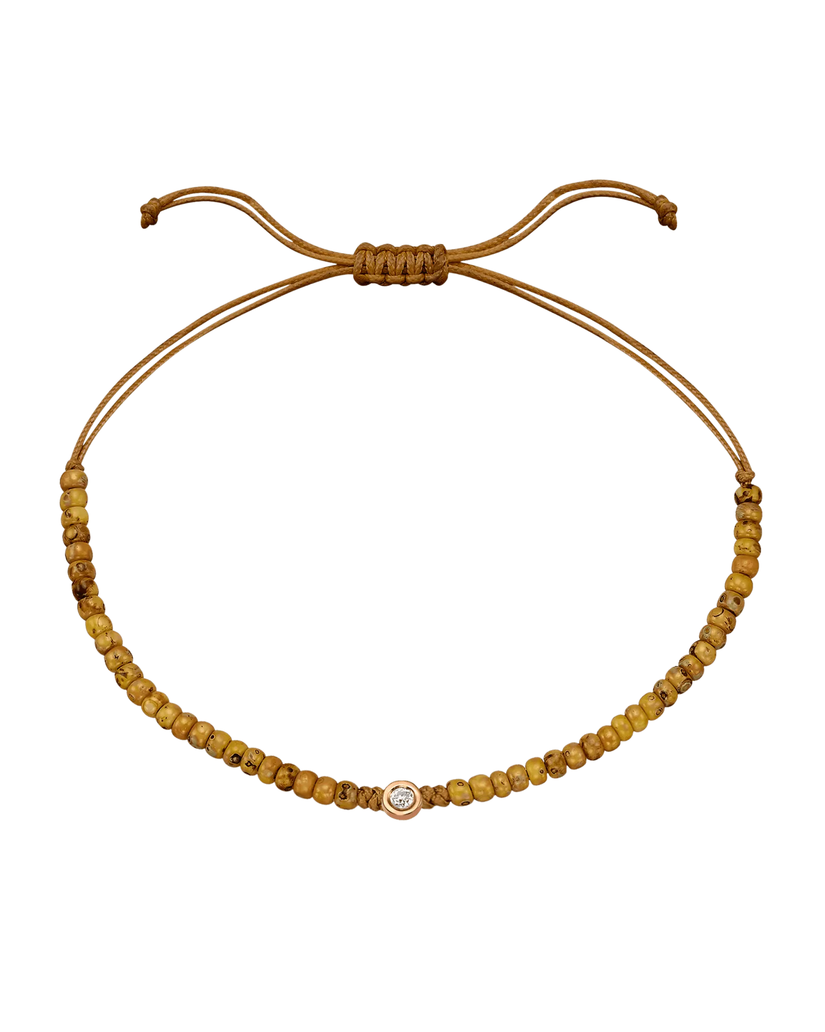 Dyed Beige Beads String Of Love - 14K Rose Gold