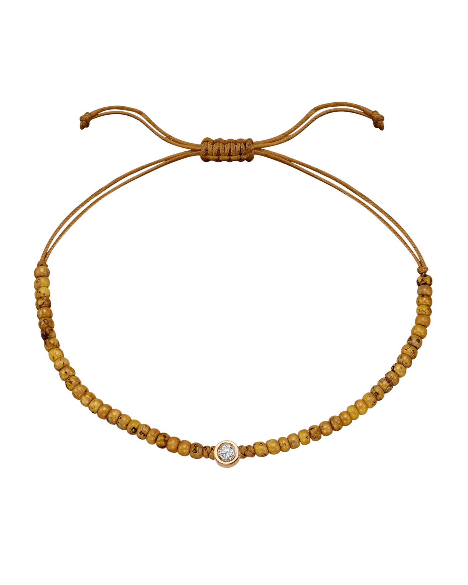 Dyed Beige Beads String Of Love - 14K Rose Gold