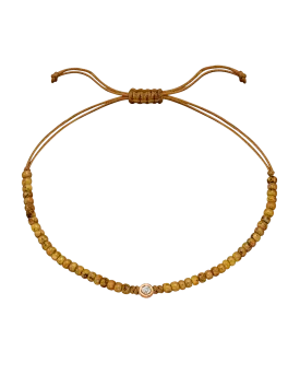 Dyed Beige Beads String Of Love - 14K Rose Gold