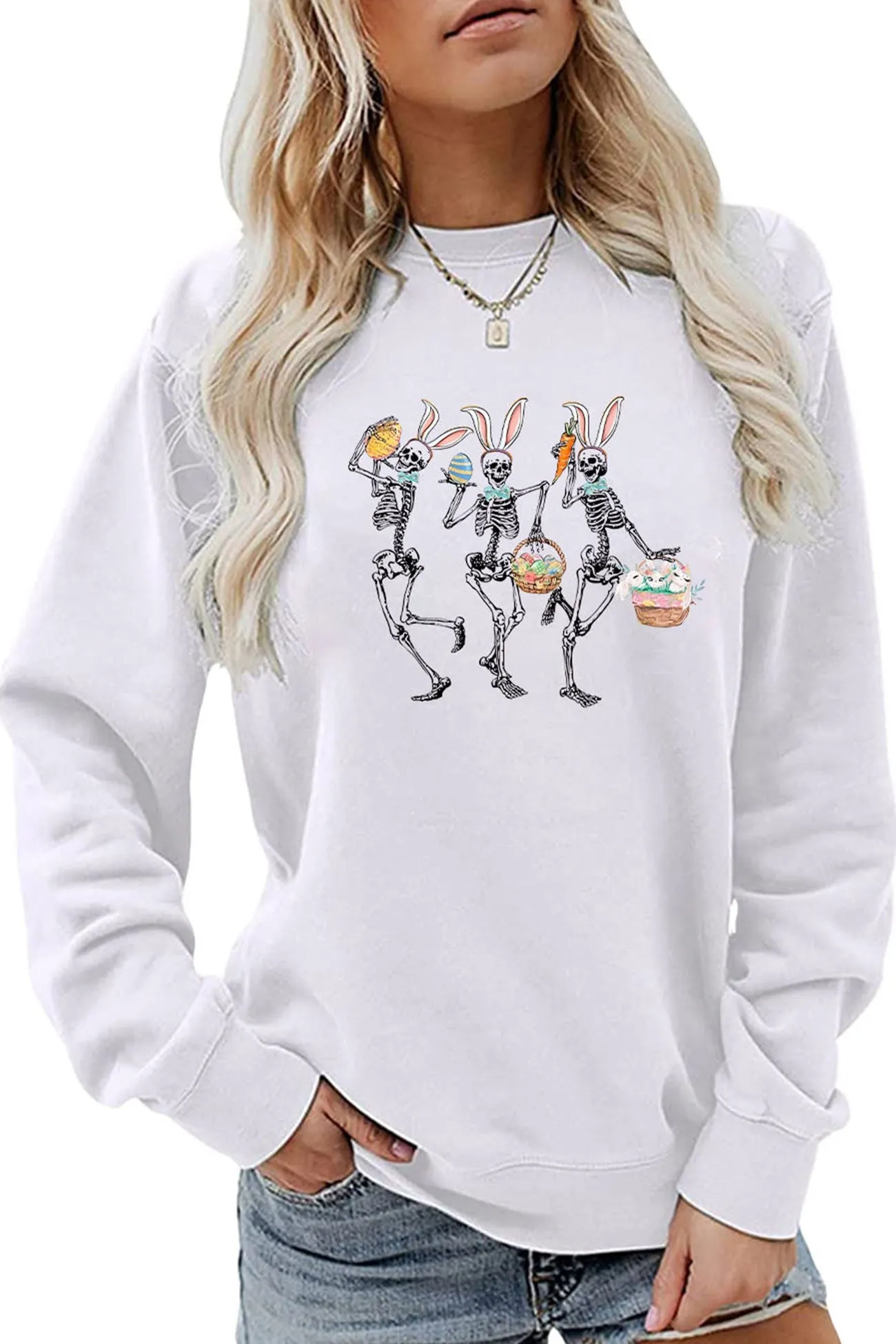 Easter Skull Rabbit Graphic Sweatshirt