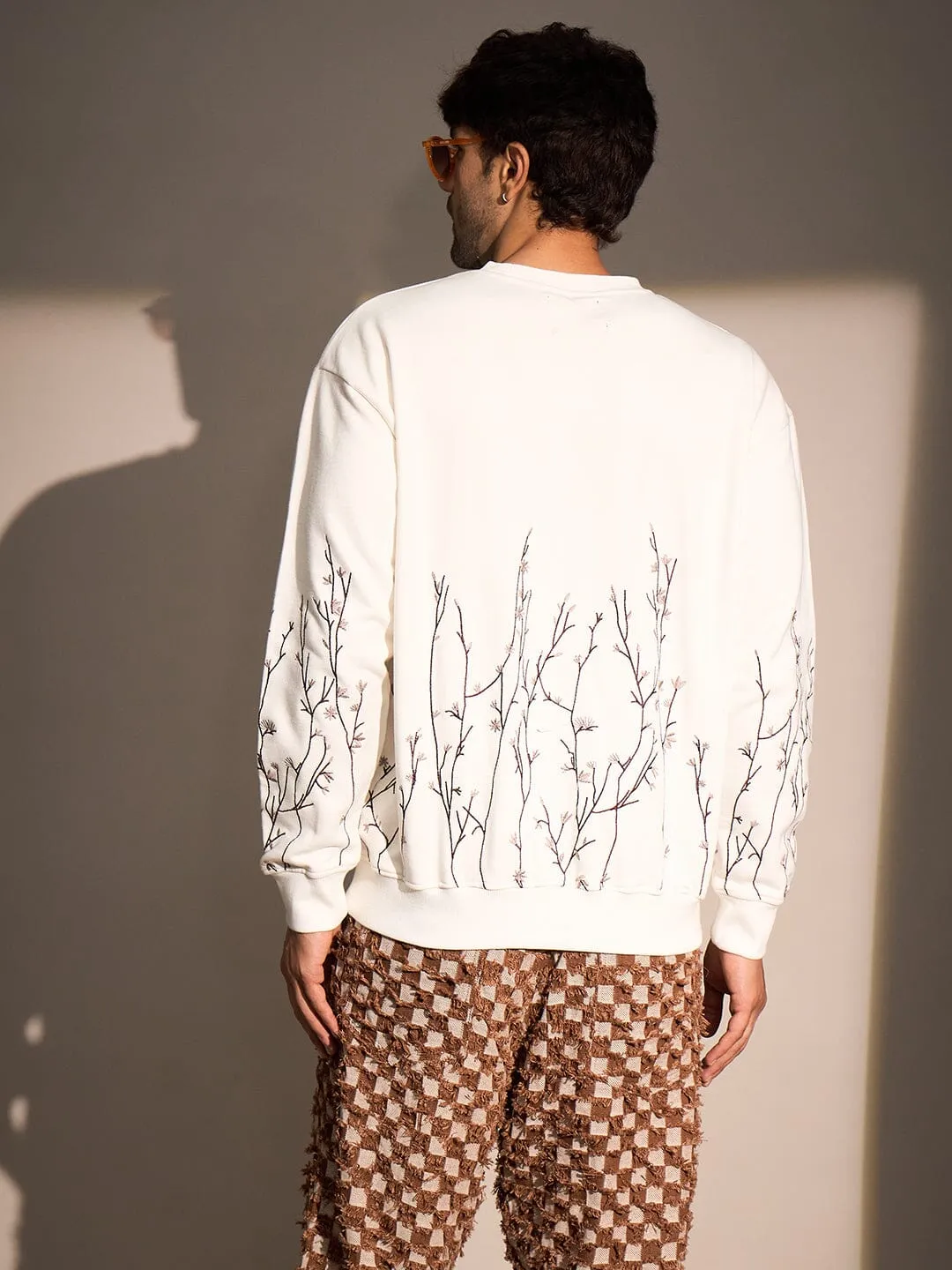 Ecru Embroidery Oversized Sweatshirt