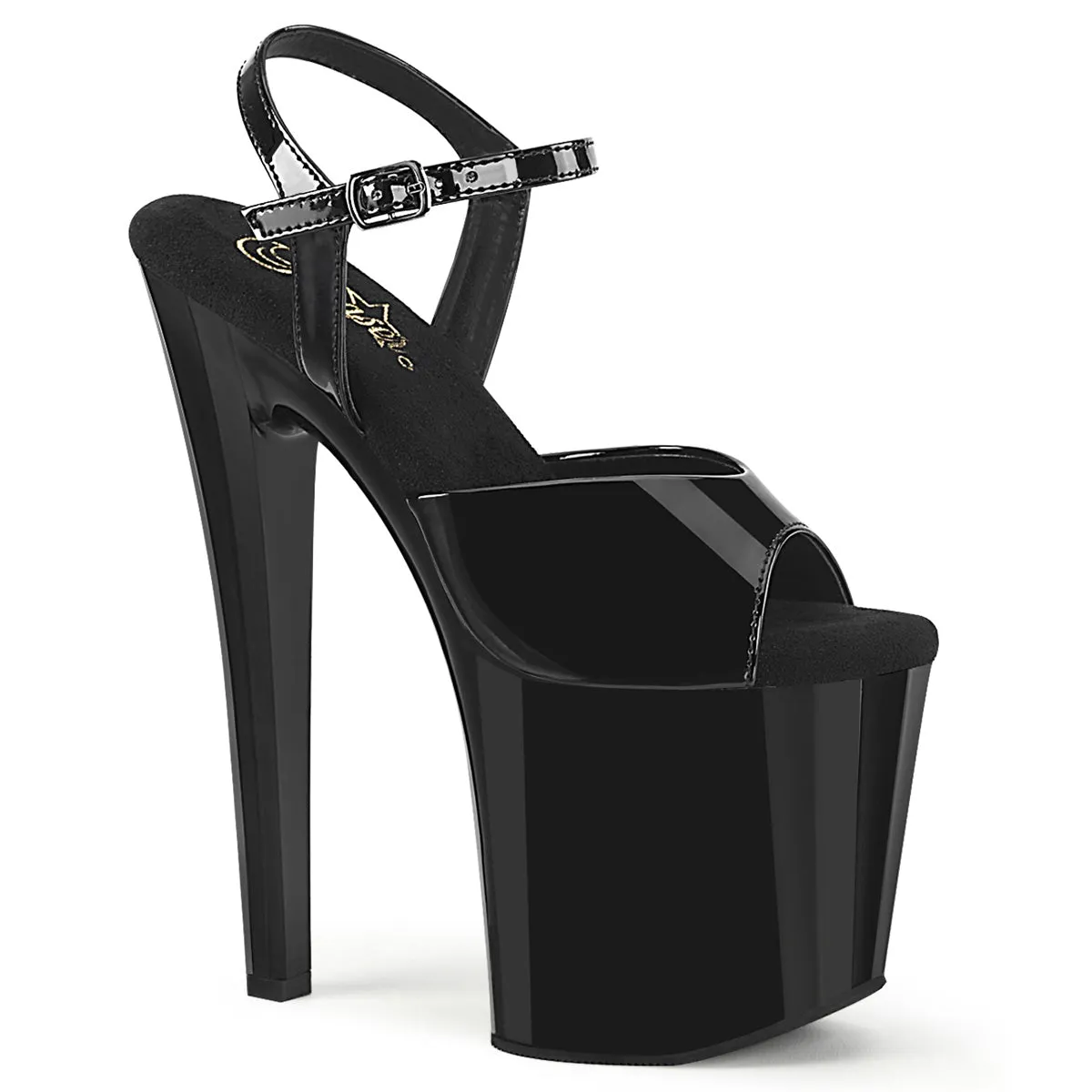 ENCHANT-709 Black Patent Basic Platform Stripper Shoe