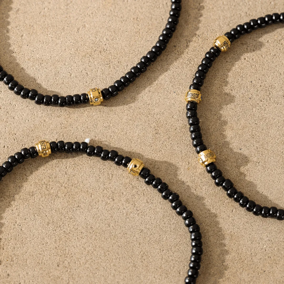 Engravable Beads String of Love with Birthstones - 14K Rose Gold