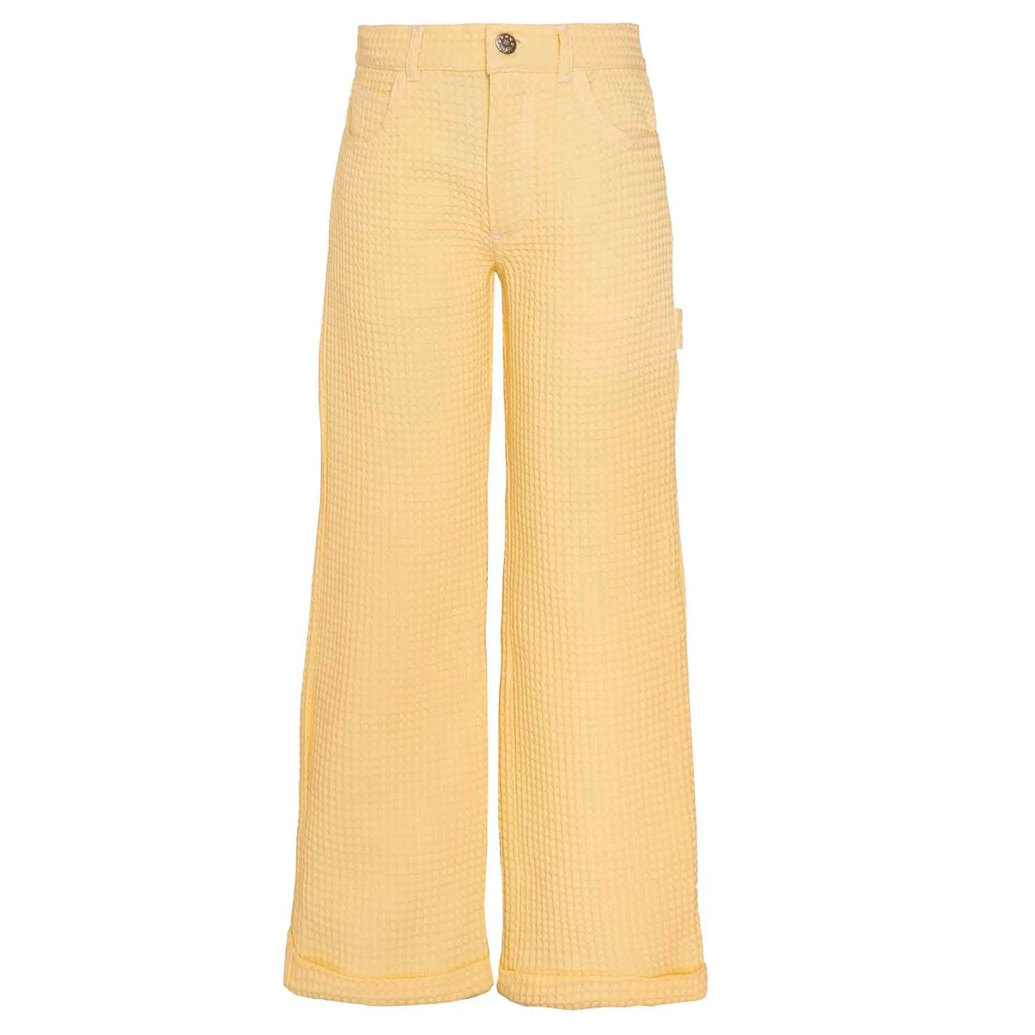 Gele wafel katoenen jurk broek