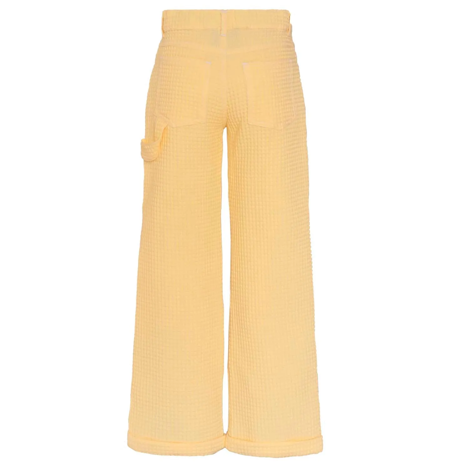 Gele wafel katoenen jurk broek