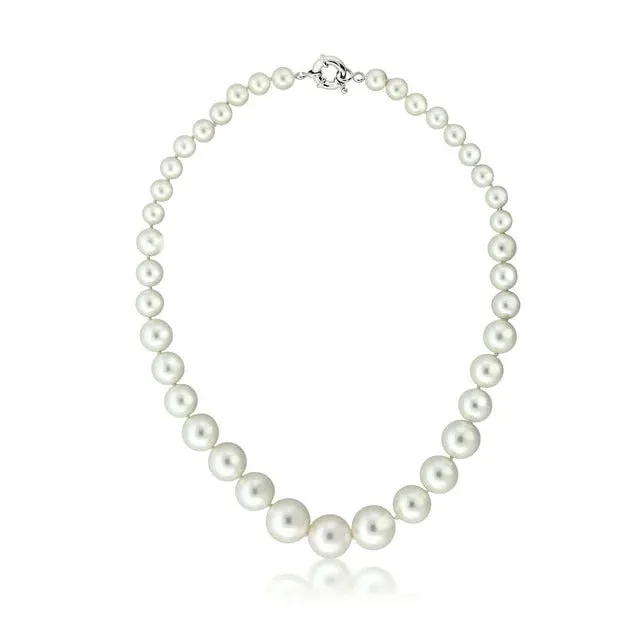Gem Stone King White Shell Pearl Necklace For Women