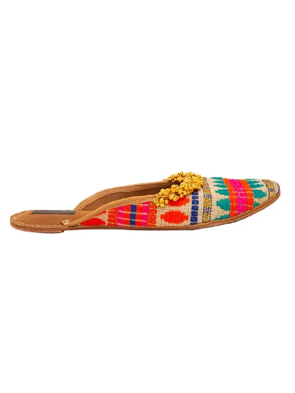 Ghungroo Edit - Multi Colored Embellished Open Back Juttis