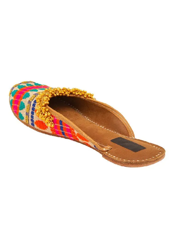 Ghungroo Edit - Multi Colored Embellished Open Back Juttis