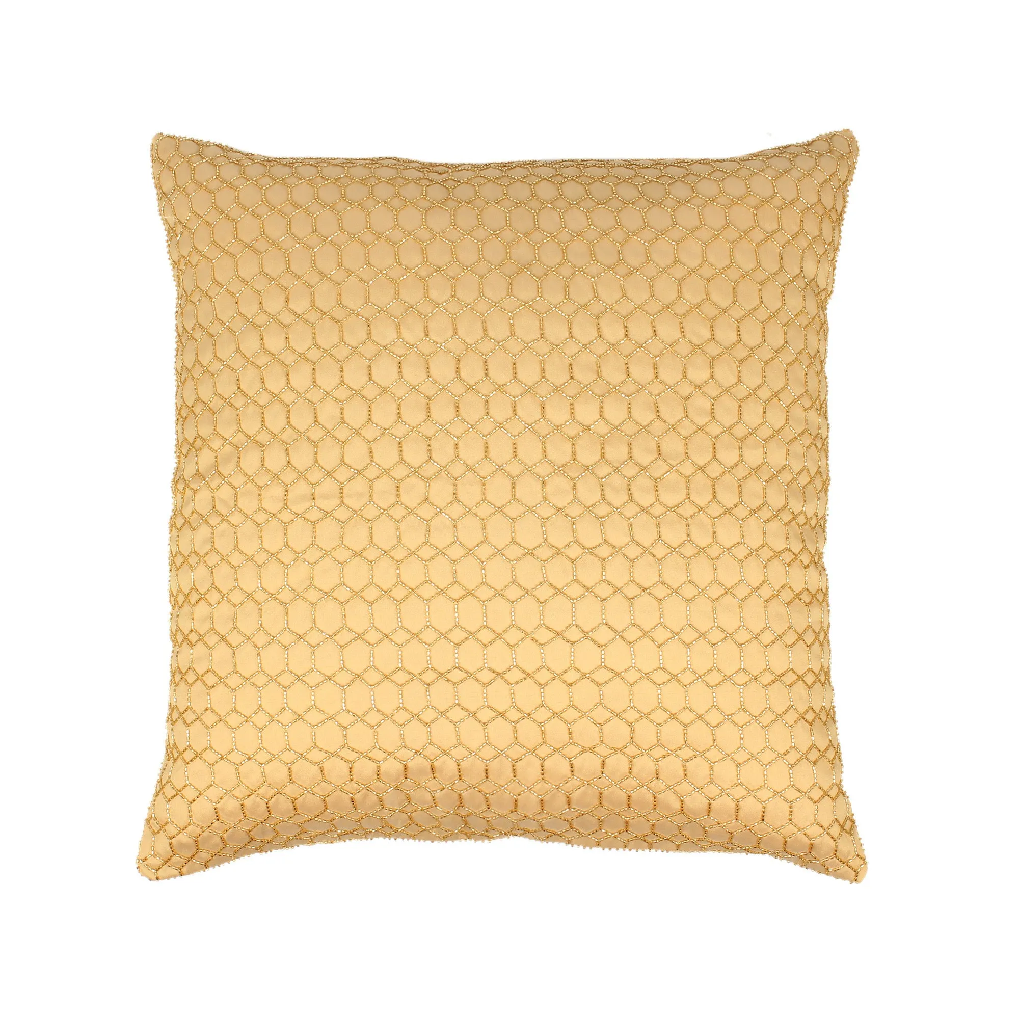 Golden Cushion Cover,  hand embroidered, Designer Cushion Cover