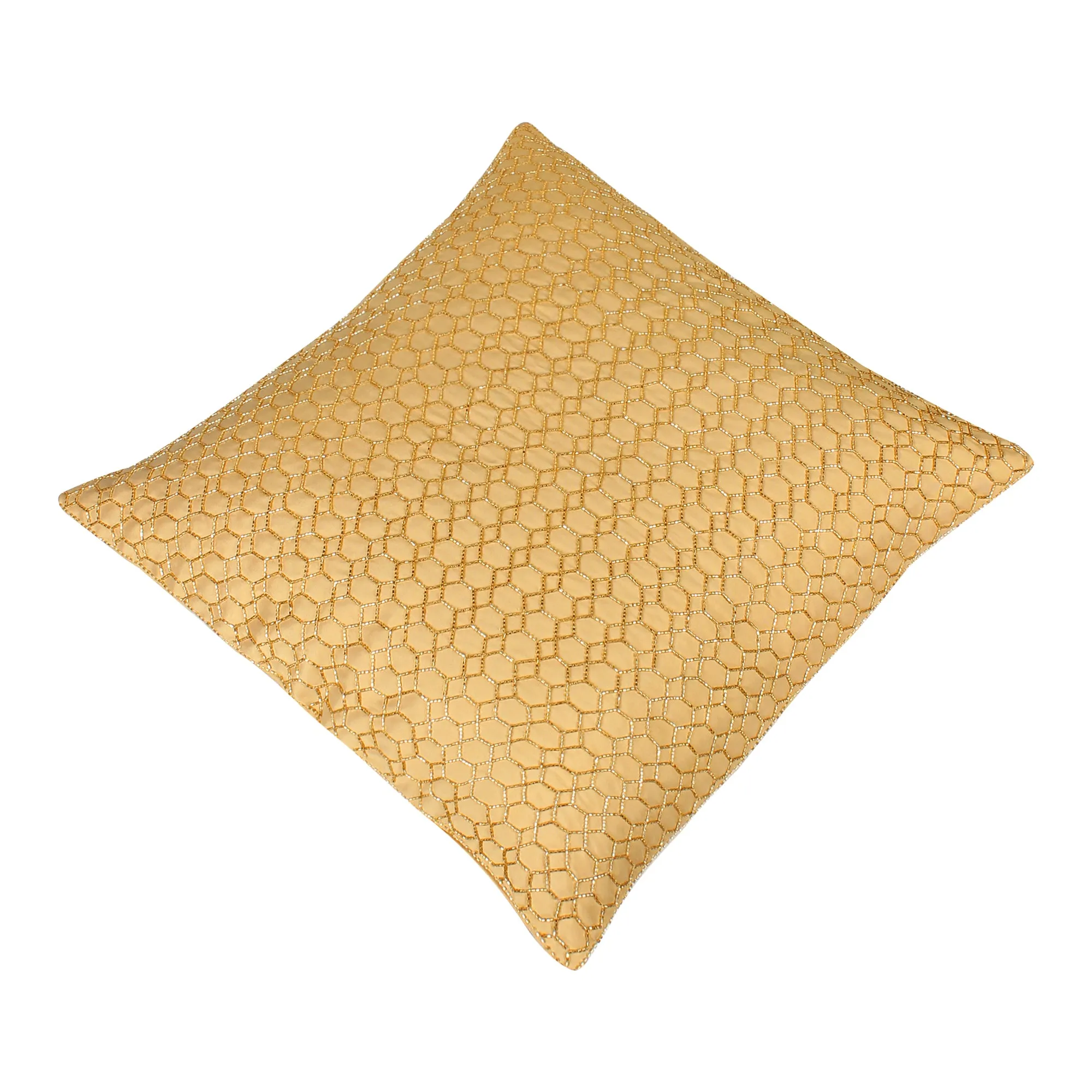 Golden Cushion Cover,  hand embroidered, Designer Cushion Cover