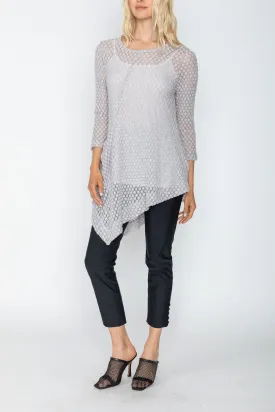 Gray Drape Pocket Mesh Tunic Top