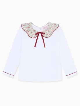 Ivory Floral Iziar Long Sleeve Girl Top